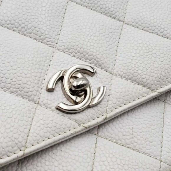 CHANEL Quilted Matelasse CC Logo Caviar Skin Chain Shoulder Bag - Picture 10 of 16